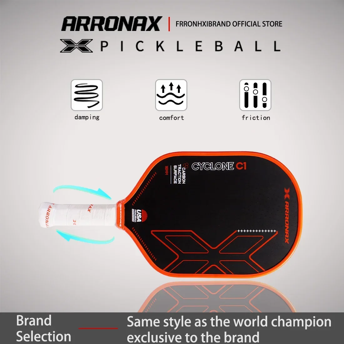 ARRONAX 전문 열성형 Usapa PP 허니콤 피클볼 패들, 탄소 마찰 표면, 16mm 연장 하이브리드 폼 엣지