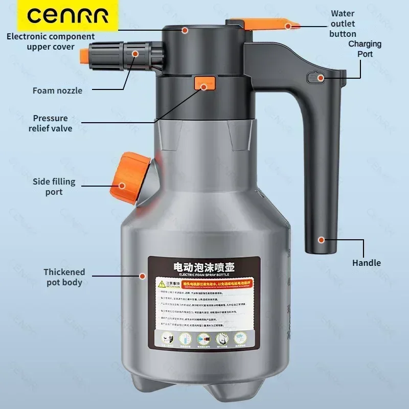 CENRR 2L Electric Foam Sprayer Professional Motorized  Foam Gun Handheld Car Wash Sprayer for Car Snow Cannon Car Accessories 5