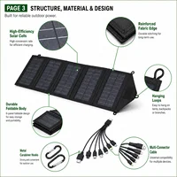 Panneau solaire portable 800W, design pliable en 6 parties, chargeur rapide 20Wh USB 5V DC, alimentation mobile pour l'extérieur 3
