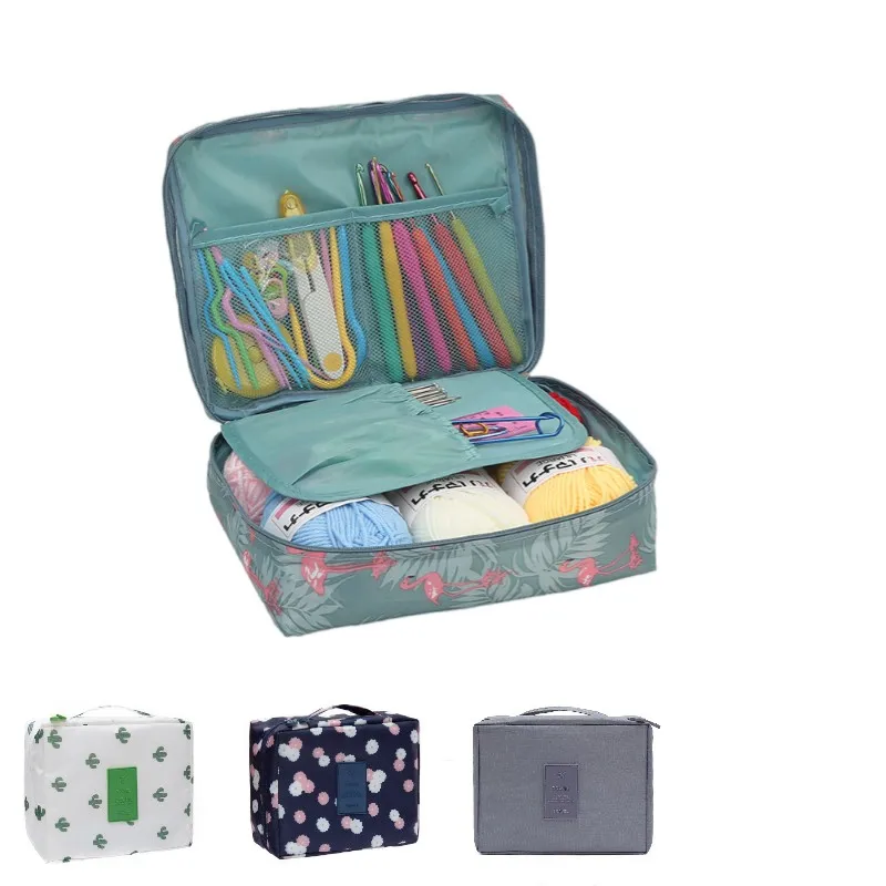 Knitting Tool Organizer Yarn Storage Bag Yarn Storage Organizer Portable Needlework Storage Bag Mesh Divider Pouch Yarn Knitting Tools Organizer Cases Storage DIY Apparel Travel Wash Bag
