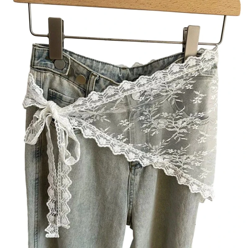 Versatile Triangle Lace Trim Half Skirt For Women Girls Summer Sweet Butt Curtain Stacked Short Skirts Fashion Headscarf