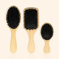 Boar Bristle Bamboo Hair Brush for Gentle Detangling and Scalp Massage (444 - 478 - 862)