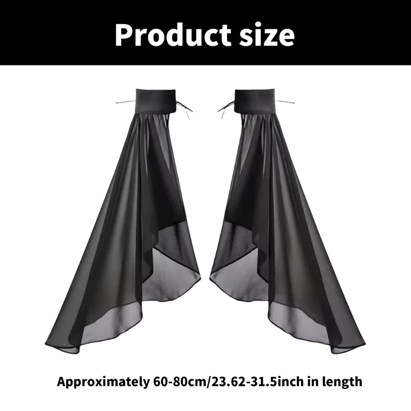 1Pair Women Sunscreen Long Detachable Sleeves Simple Decorative Tulle Sheer Arm Warmers for Wedding or Daily Wear Accessories sunscreen gloves arm sleeves