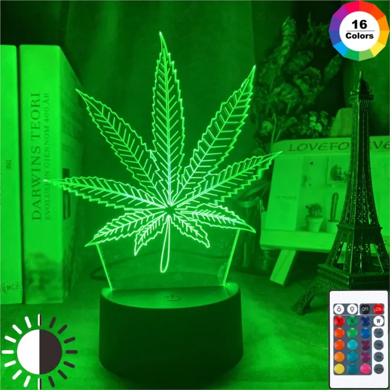 

Acrylic Led Night Light Weed Usb Battery Powered Table Lamp Color Changing Touch Sensor Home Decor Light Kids Bedroom Nightlight