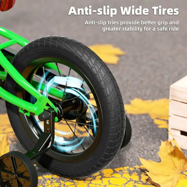 Children's 12-16 Inch BMX Bike with Training Wheels, Adjustable Seat, and Brakes for Ages 3-8