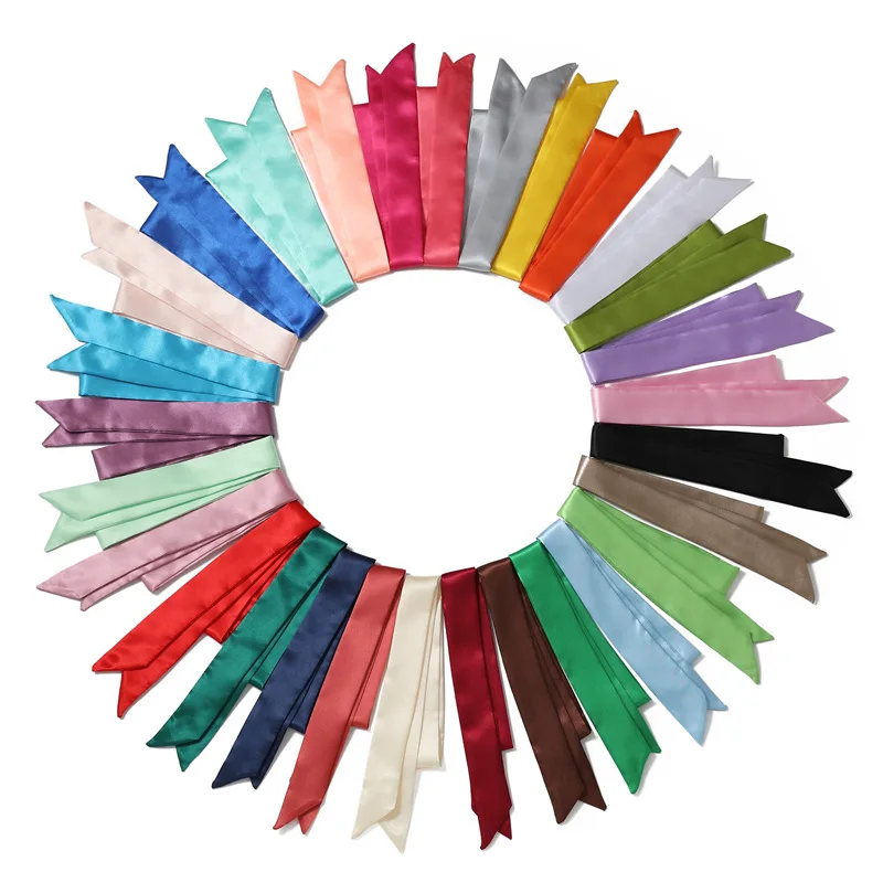 Rainbow Beauty Silk-like Long Silk Scarf Thin Narrow Binding Bag Handle  Multi-functional Ribbon Corset Headband Bag Handle Streamer Female Silk