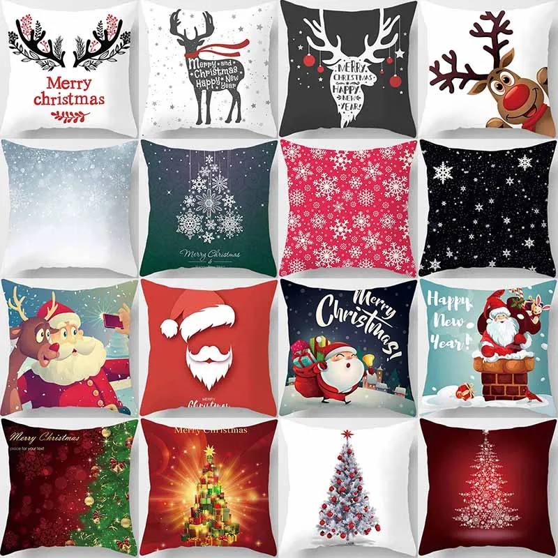 

Home Decor Christmas Elk Print Pillowcase Sofa Car Bedroom Living Room Decoration 45x45cm