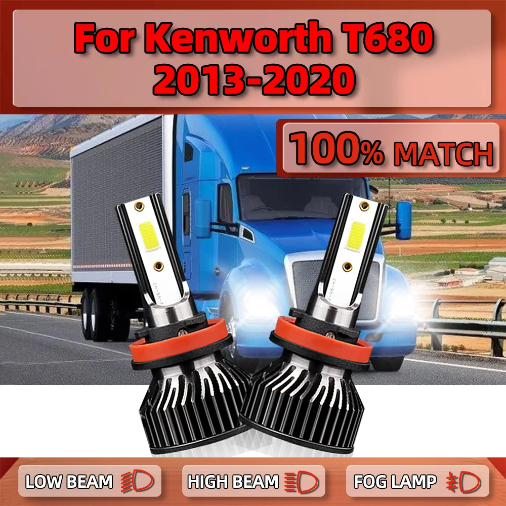 

H11 Car Light Bulbs 120W 20000LM Auto Headlamps 6000K 12V LED Headlights For Kenworth T680 2013-2015 2016 2017 2018 2019 2020
