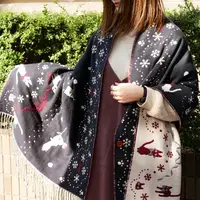 Thiened Double-Sided Scarf awl Office Use Animal Cartoon Rabbit Design Women's Winter Warm Sli Faion Accory