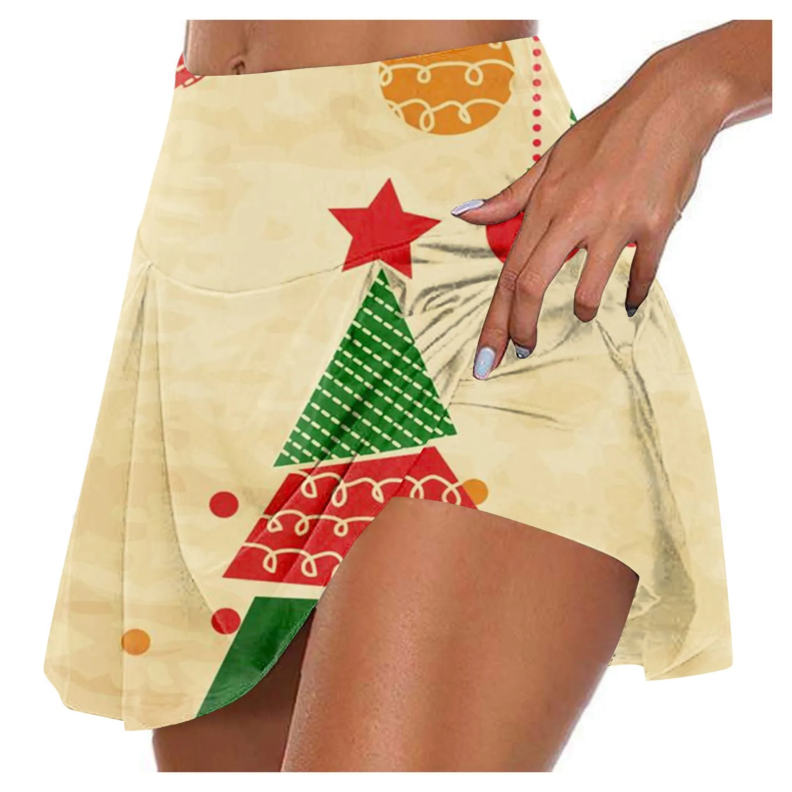 

Summer Women Skirt Elastic Waist Santa Snowman Sock Tree Short Pleated Skirt Fashion Christmas A-line Mini Skirts​ Uniform