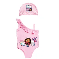 Gabby's Dollhouse Swimwear Kids One Piece Swiming Outifts Baby Girls Gabby Cats Swimsuits Children Bathing Suits Bodysuit & Cap 3