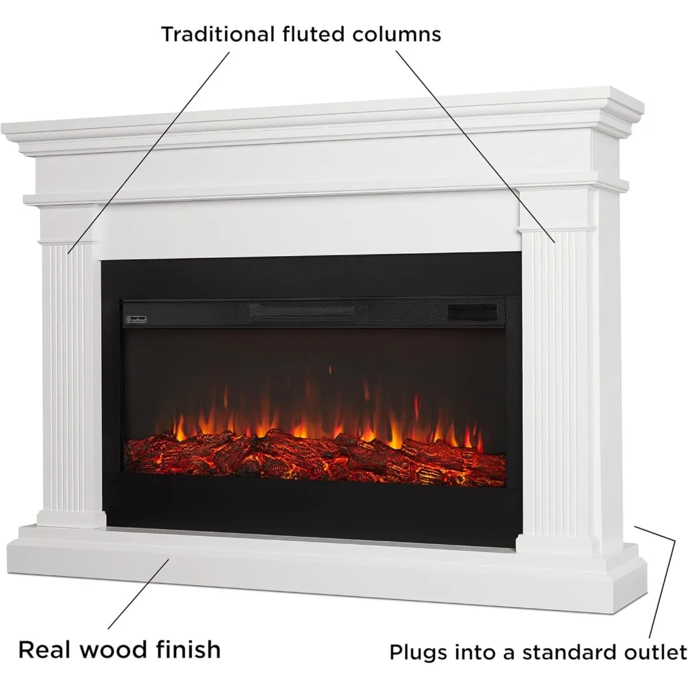 59" Landscape Electric Fireplace with Mantel for Living Room or Bedroom, Replaceable Fireplace Insert Heater, Log and Flame 3
