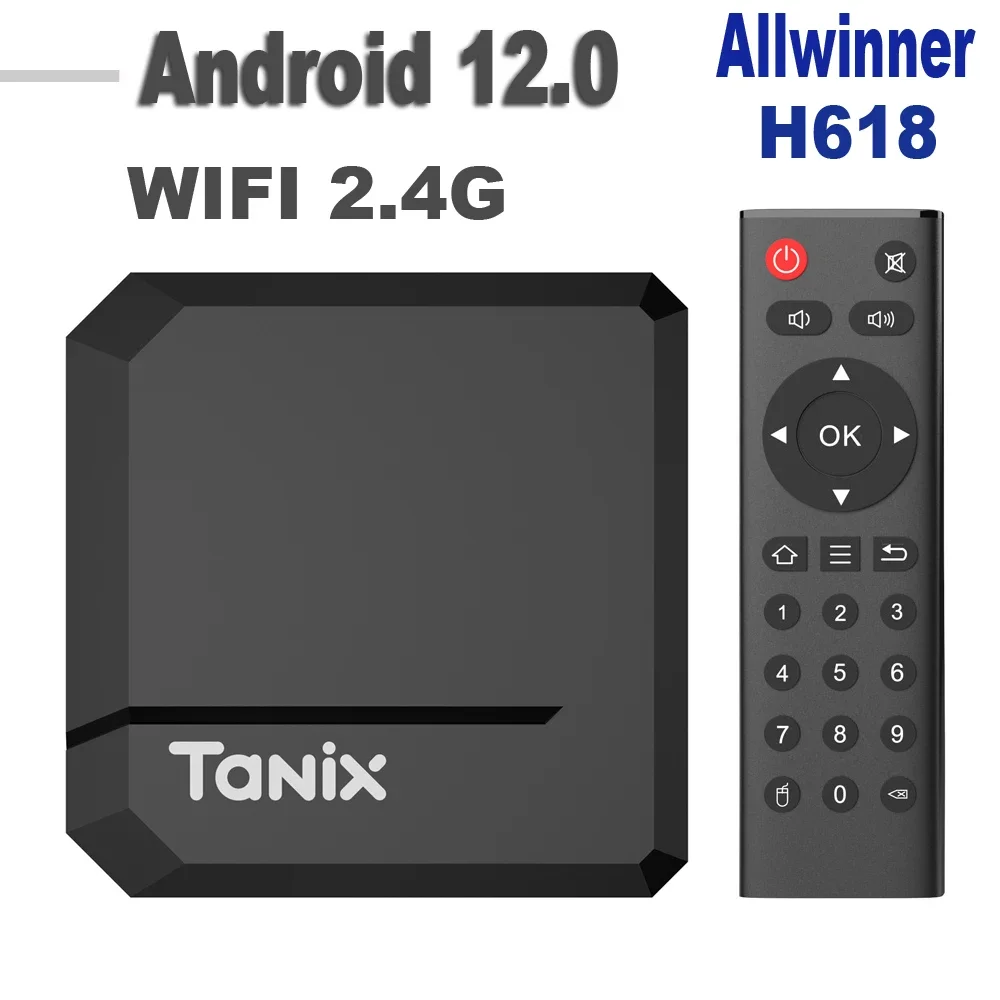 2023 New Tanix TX2 Android 12 TV Box Allwinner H618 8K 2.4G Wifi RAM 2GB ROM 16G Global Media Player Set Top Receiver