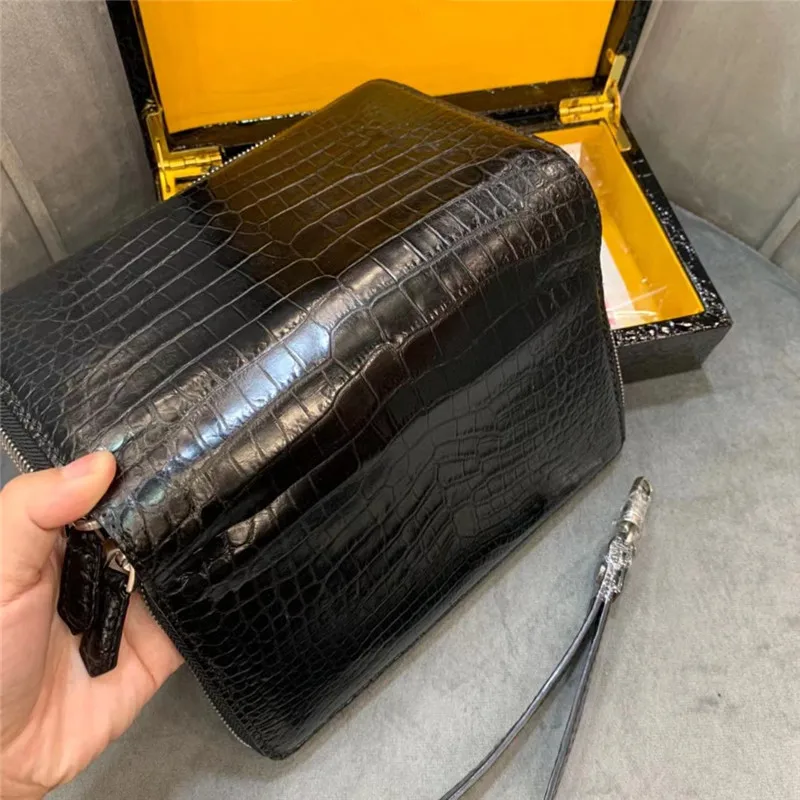 Authentic Crocodile Skin Businessmen Long Organizer Wallet Wristlets Clutch Bag Genuine Real Alligator Leather Male Card Purse 5