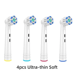 Premium Replacement Brush Heads for Electric Toothbrushes - Advanced Cleaning Action, Pack of 4/8 (4 Ultra-thin Soft)