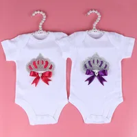 Baby Rompers With Luxury Crown pattern boys girls Bodysuits 3M-24M Size High Quality White Solid Baby Clothing  Infant Jumpsuit