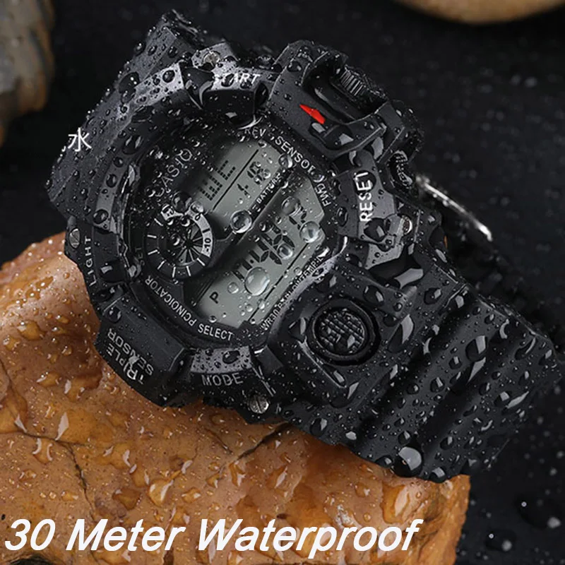 YIKAZE Y73 Men's Watch Digital Sports Electronic Wristwatch Large Dial Multifunctional Waterproof Luminous Alarm Male's Bracelet 6