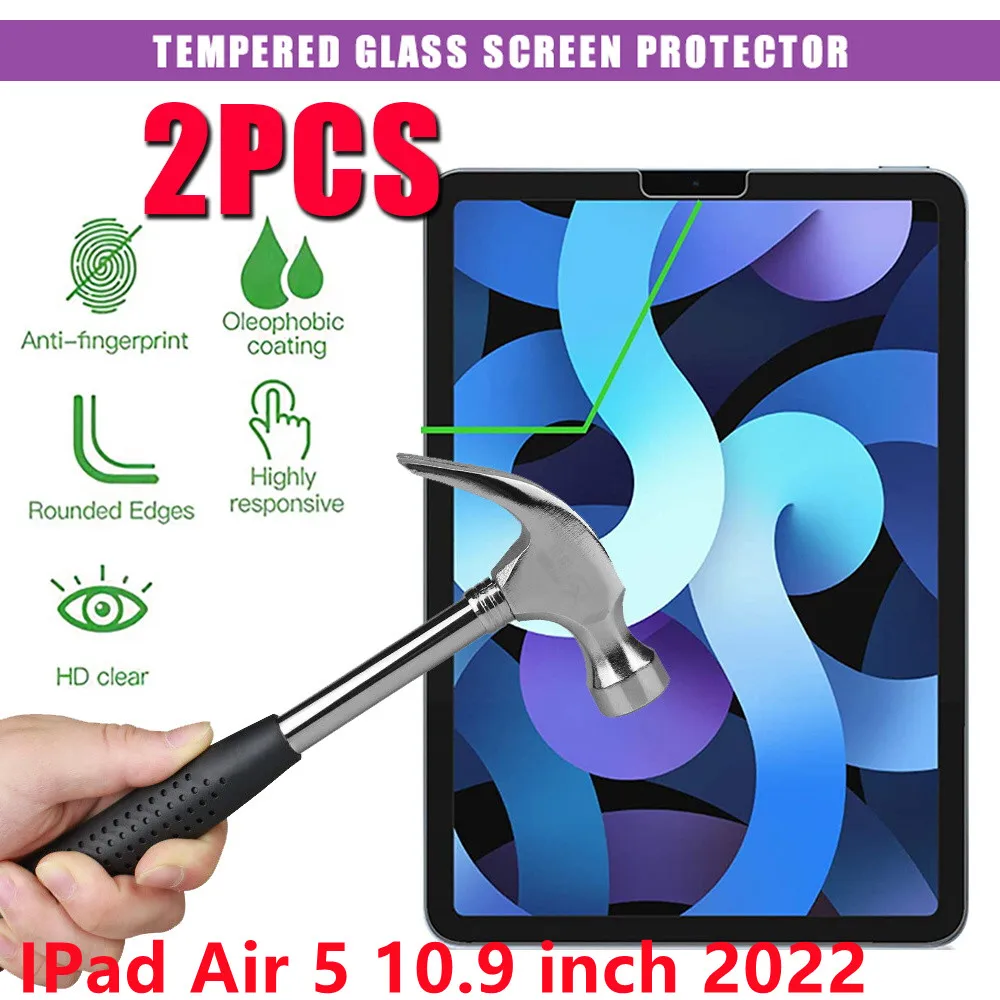 tablet cover 2Pcs Tempered Glass Screen Protector for IPad 10.2 9.7 10. 5 10.9 11 IPad 8 7 6 9 Air 4 3 2 Mini Glass IPad 2020 2019 2018 2021 capacitive stylus for android Tablet Accessories