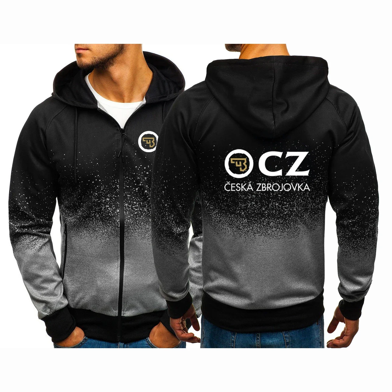 

2024 Spring Autumn CZ Ceska Zbrojovka Czech Firearms Logo Printed Long Sleeve Comfortable Zip Gradient Color Hoodies Jacket Coat