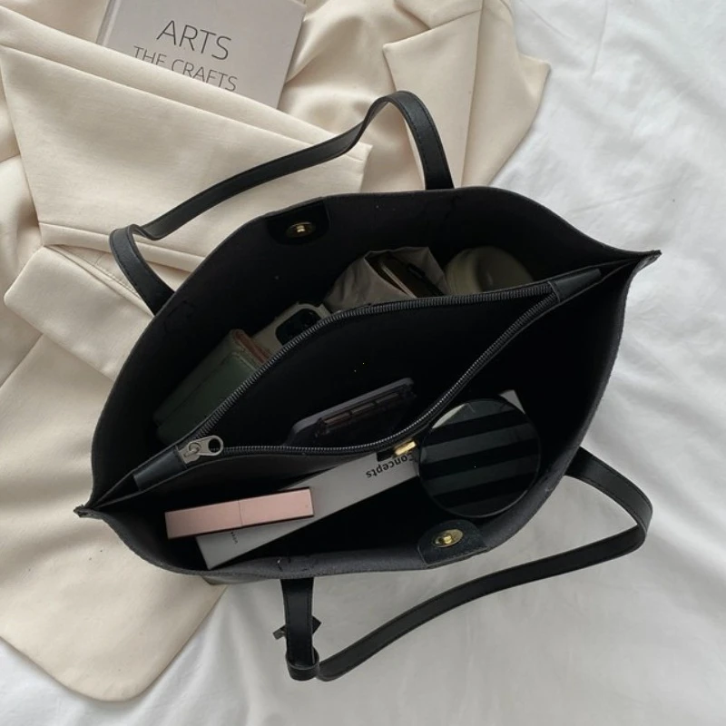 Large Capacity Women's Bag, New Soft Leather Tote Bag, Casual and Versatile Single Shoulder Bags for Woman Korean Style Handbags