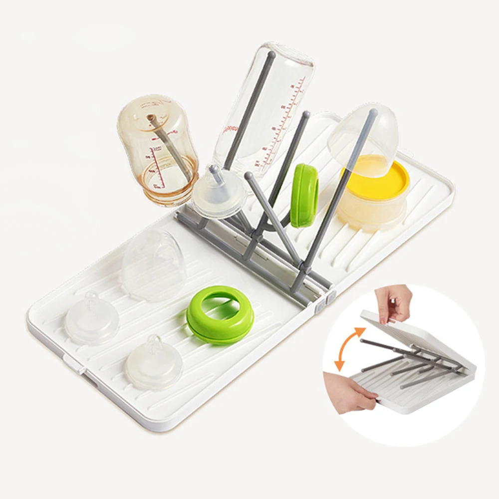 Foldable Baby Bottle Drying Rack with Tray Travel Baby Bottle Dryer Holder Space Saving Drying Rack for Bottles Accessories