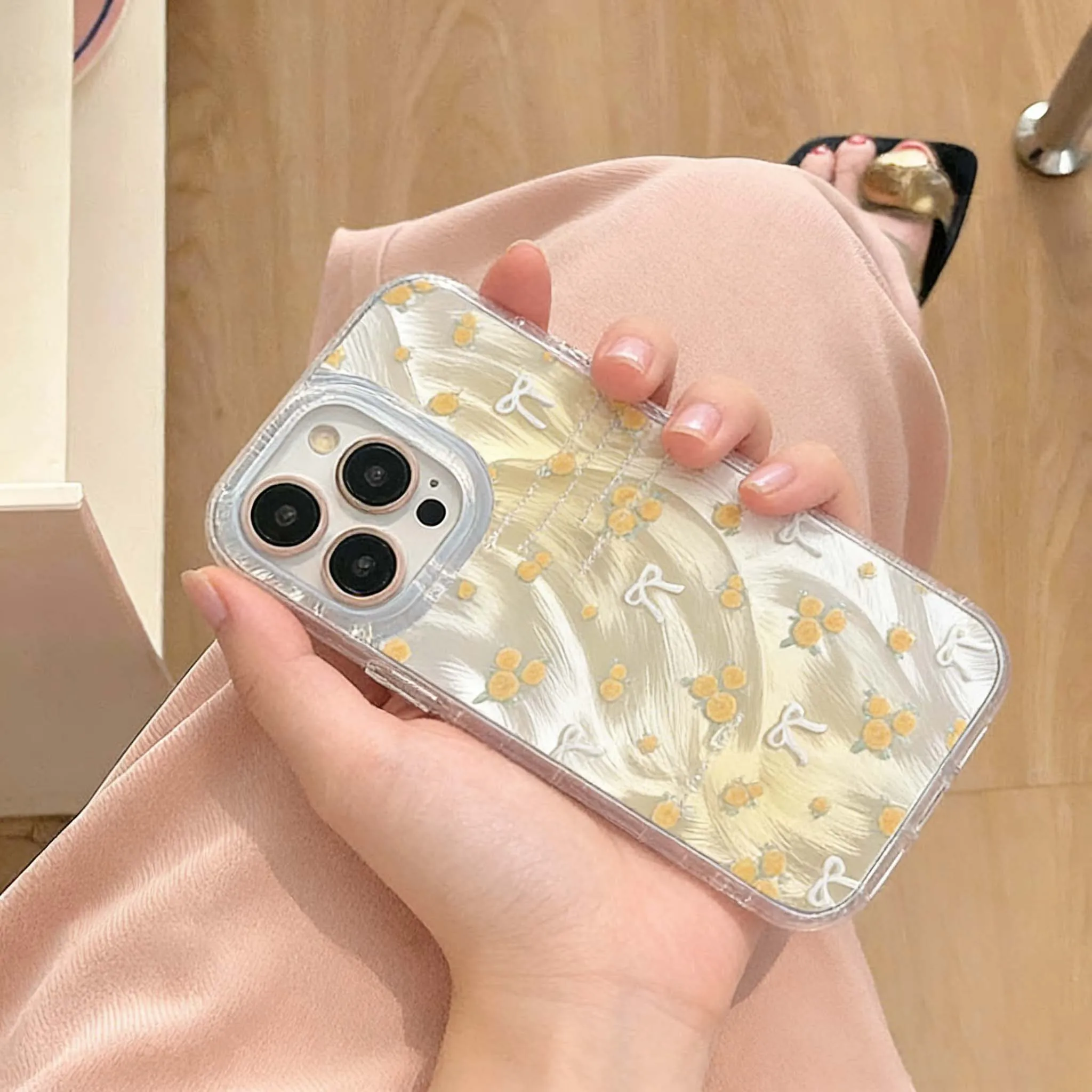 Floral Butterfly Feather Design Silicone Hard Case Cover