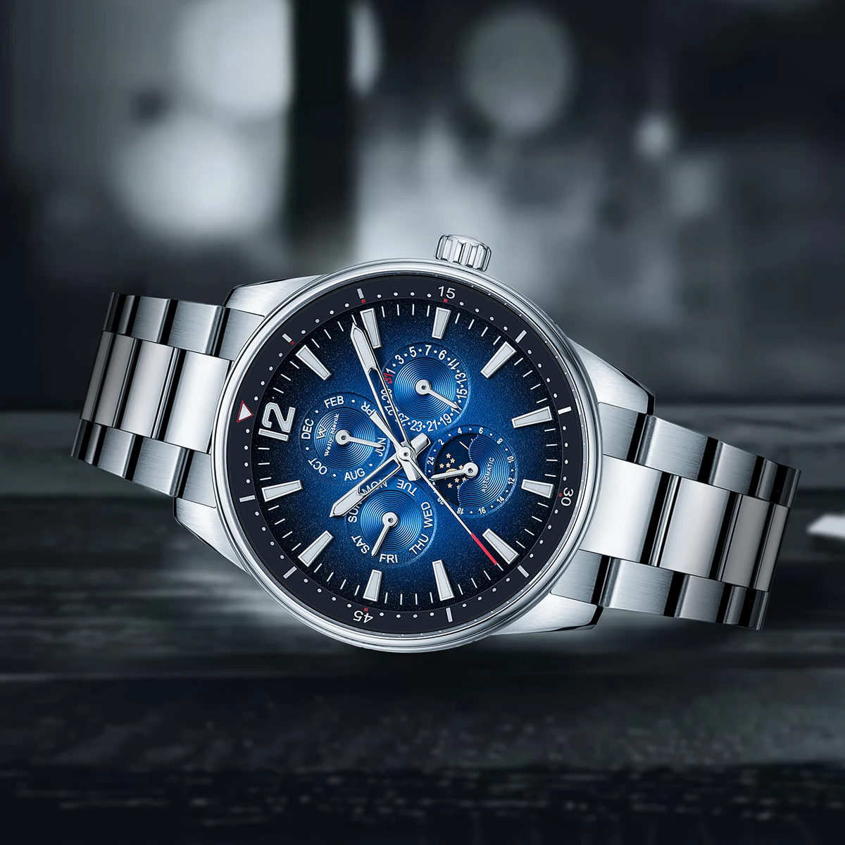 Welly Merck サファイアガラス スイスクォーツ ブラックレザーベルト