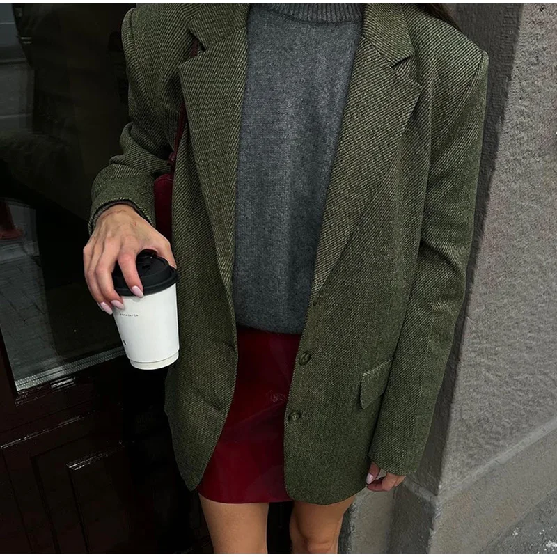 Elegant Coat Pant Sets Woman Fashion Lapel Long Sleeve Single Breasted Blazer Wide Leg Pants 2 Piece Set For Women Loose Outfits