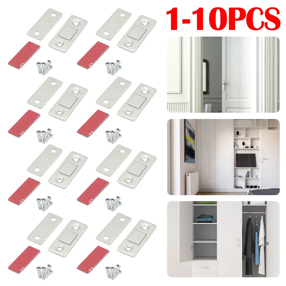 Magnetic Cabinet Catches Door Catches Door Stops Cabinet Door Stop Magnetic Cabinet Latches Cabinet Door Latch 1-10 Set Invisible Soft-Catch Ultra-Thin Hidden with Screw for Furniture