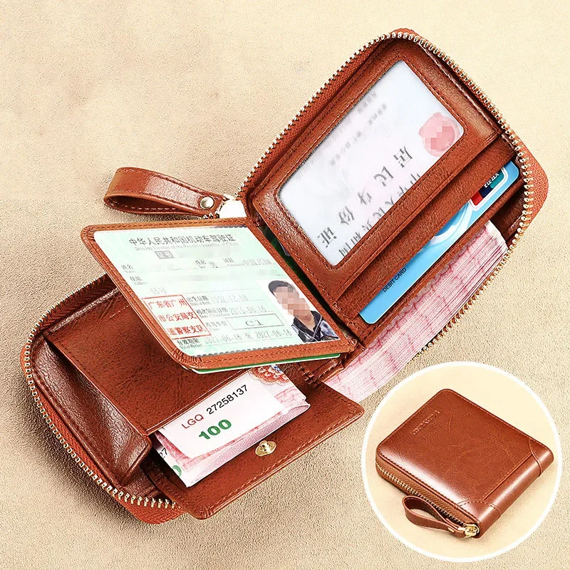Genuine Leather Women Wallet Small Zipper Coin Wallet Female