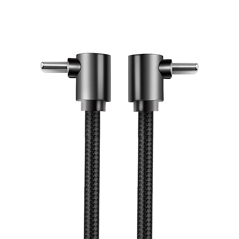thumbnail image 1 of Cable USB tipo C a USB-C PD de nailon trenzado con codo de 90 grados para Samsung y Tesla, cargador rápido de 60 W, cable USB-C., 1 of 5