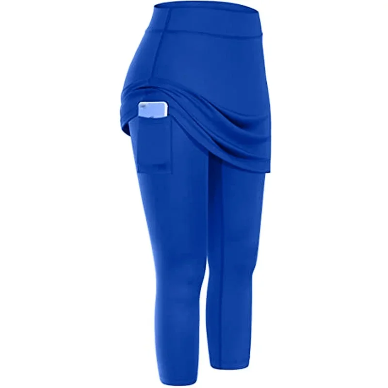 Womens Tennis Skorts Sport GYM Fake Two Pieces Compression Running Pants Quick Dry Fitness Pants Skirt Badminton Tennis sports shorts sports skirt