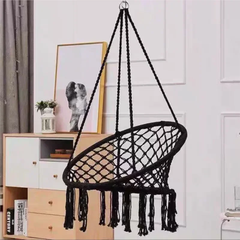 B&B Hanging Chair Hammock Tassel Cotton Rope Weaving Hanging Basket Swing Silla Columpio Para Jardin Hamaklar Home Camping Bed