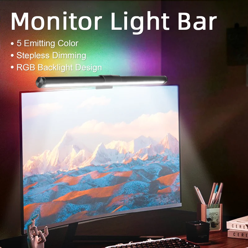 Rgb Led Desk Lamp Monitor Lights For Computer Stepless Dimmable Usb