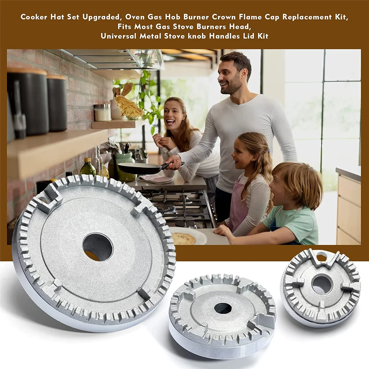 Cooker Hat Set Stove Lid Upgraded, Oven Gas Hob Burner Crown Flame Cap, Gas Burner Flame Cap Fits Most Gas Stove Burners 6