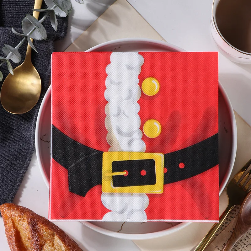 Paper Napkins Tissue Paper Decoration Paper Christmas Napkins Disposable Soft Paper Wipes Snowman Printed Tissue Home Party Placemat Decoration Cutlery Supplies