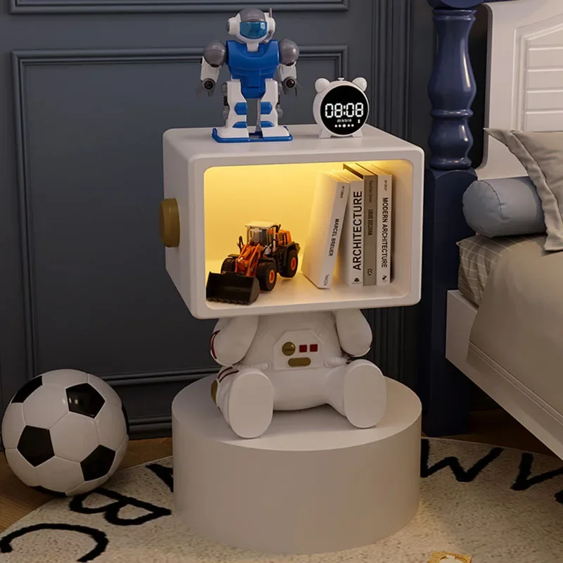 

Trendy Cute Bedside Table Led Organizer Simple Bedroom Modern Nightstand Nordic Storage Librero Mesa De Noche Home Furniture