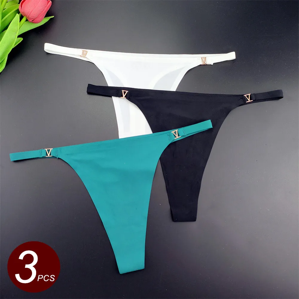 3pcs Europe Size S-L Low Waist Seamless Thong G String Women V-shaped Metal  Buckle Sports Ladies T-back Underwear - AliExpress