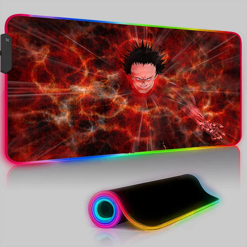 

Computer Offices RGB Mouse Pad LED Gaming Akira Game Mats Mousepad Desk Mat Cool Rug Laptop Anti-skid Luminous Pc Accessories