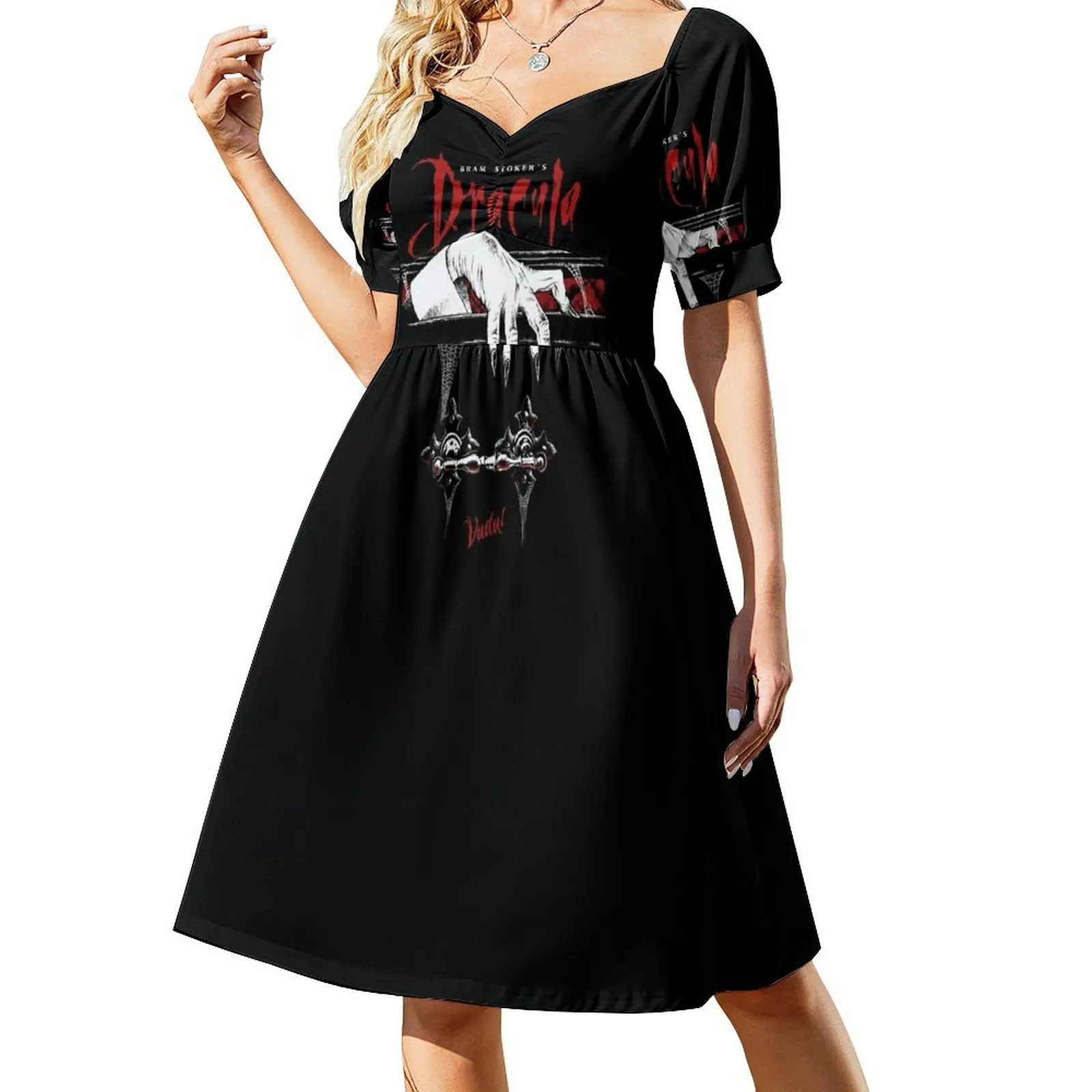 thumbnail image 1 of Vestido de manga corta Drácula Ropa de verano para mujer Vestido de mujer Vestido de invitada de boda, 1 of 8