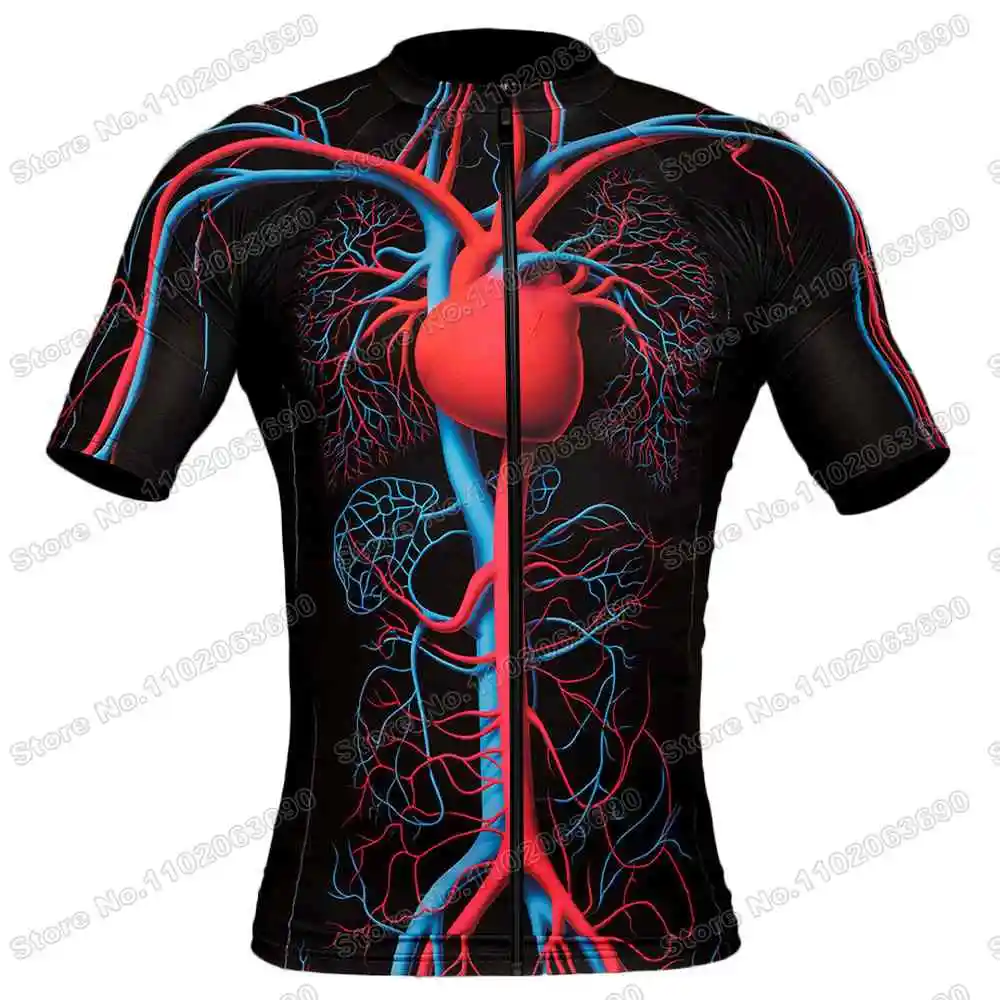 2023 Human Circulatory System Cycling Jersey Set Summer Cycling Clothing Men Road Bike Shirt Suit Bicycle Bib Shorts MTB Maillot 2