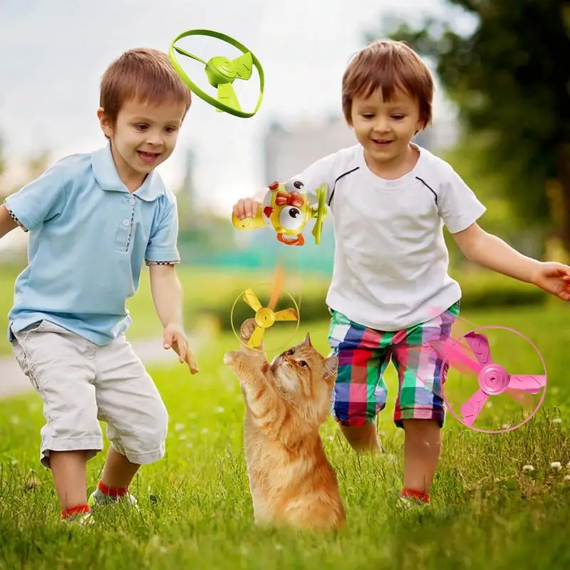 Flying Saucer For Kids Flying Saucer Launch Playset Backyard Games Interactive Catching Outdoor Toys With Spinners Sports