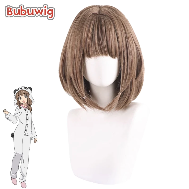 

Bubuwig Synthetic Hair Azusagawa Kaede Cosplay Wigs Rascal Does Not Dream Azusagawa Kaede 35cm Brown Bob Wig Heat Resistant