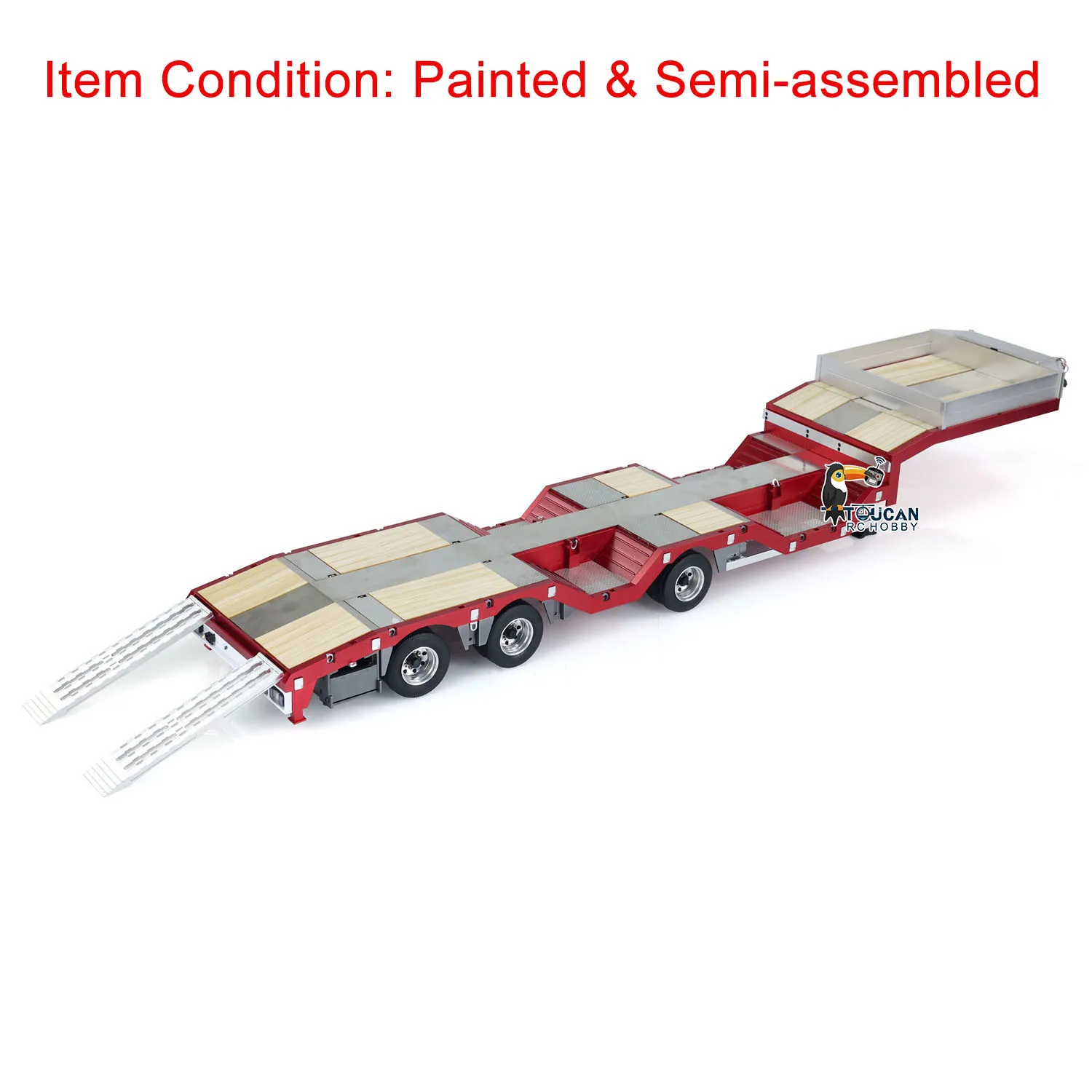 1/14 Scale RC 3 Axles Metal Trailer Extendible Trailers with LED Lights for Remote Control Tractor Truck Car DIY Models TH24281 3