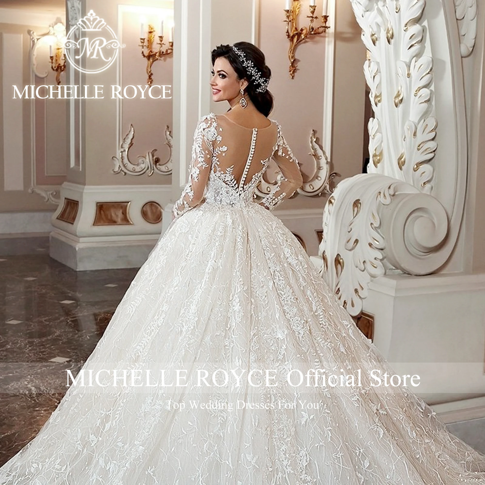 Michelle royce vestido de baile de luxo vestido de casamento novo