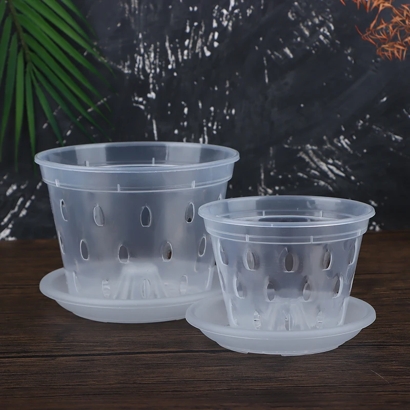 1Pc Flowerpot Garden Planter Drainage Pots with Holes Transparent Orchid Baskets Plastic Breathable Flower Pots flower pot hydroponic flower pot plant pot
