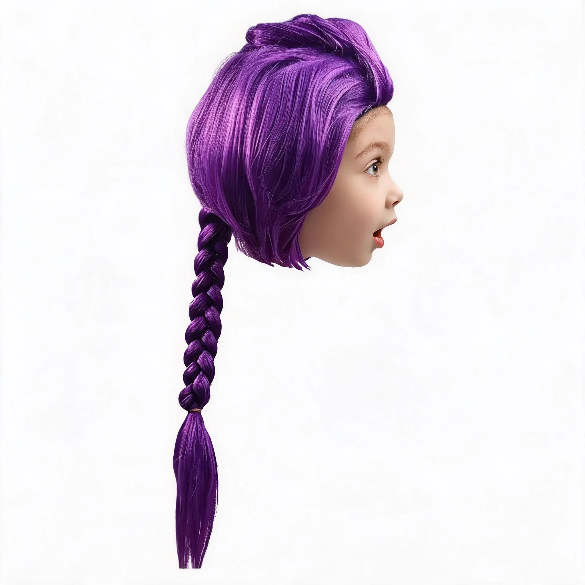 Parrucca Sintetica Lunga Viola con Treccia e Coda di Cavallo, Chignon Nero, per Cosplay di Cantanti, Idoli, Demoni, Bambini, Ragazze, Feste, Halloween - immagine 6