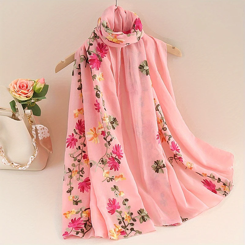 New Women's Scarf Bandana Headband Flowers Vintage Luxury Summer Beach Square Silk Handkerchief Bohemia Girl Accessories 2022