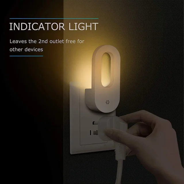 LED Night Light EU/US Plug Wall Socket With Twilight Sensor Warm White Lamp Energy Saving For Kids Room Bedroom Night Lamp 2
