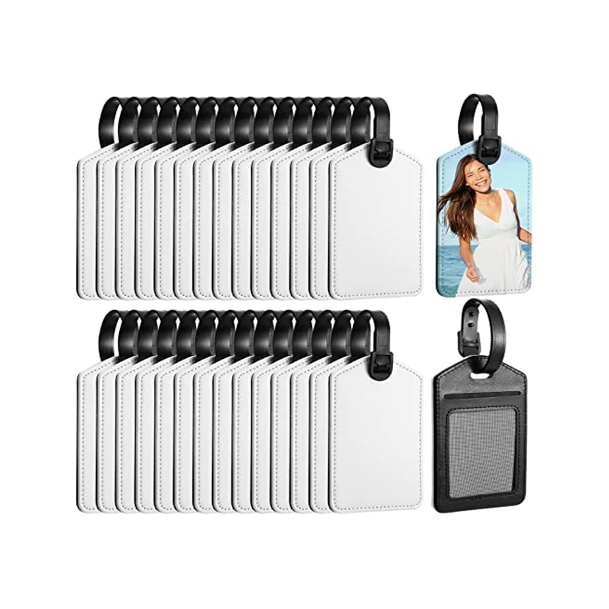 

Sublimation Luggage Tags White Heat Transfer for DIY Travel Suitcase Sports Bags Label Tag Holder Gift Craft, Rectangle